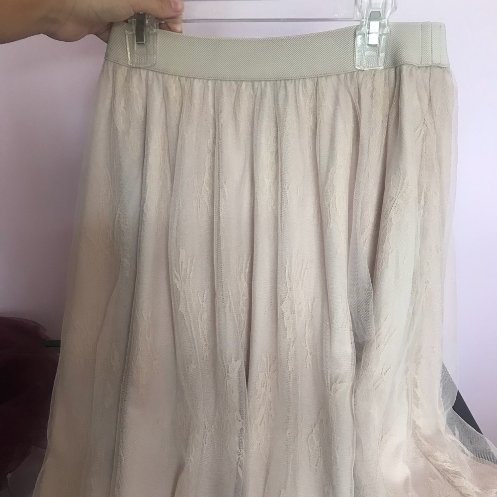 Charlotte Russe Nude Lace Tulle Skirt
